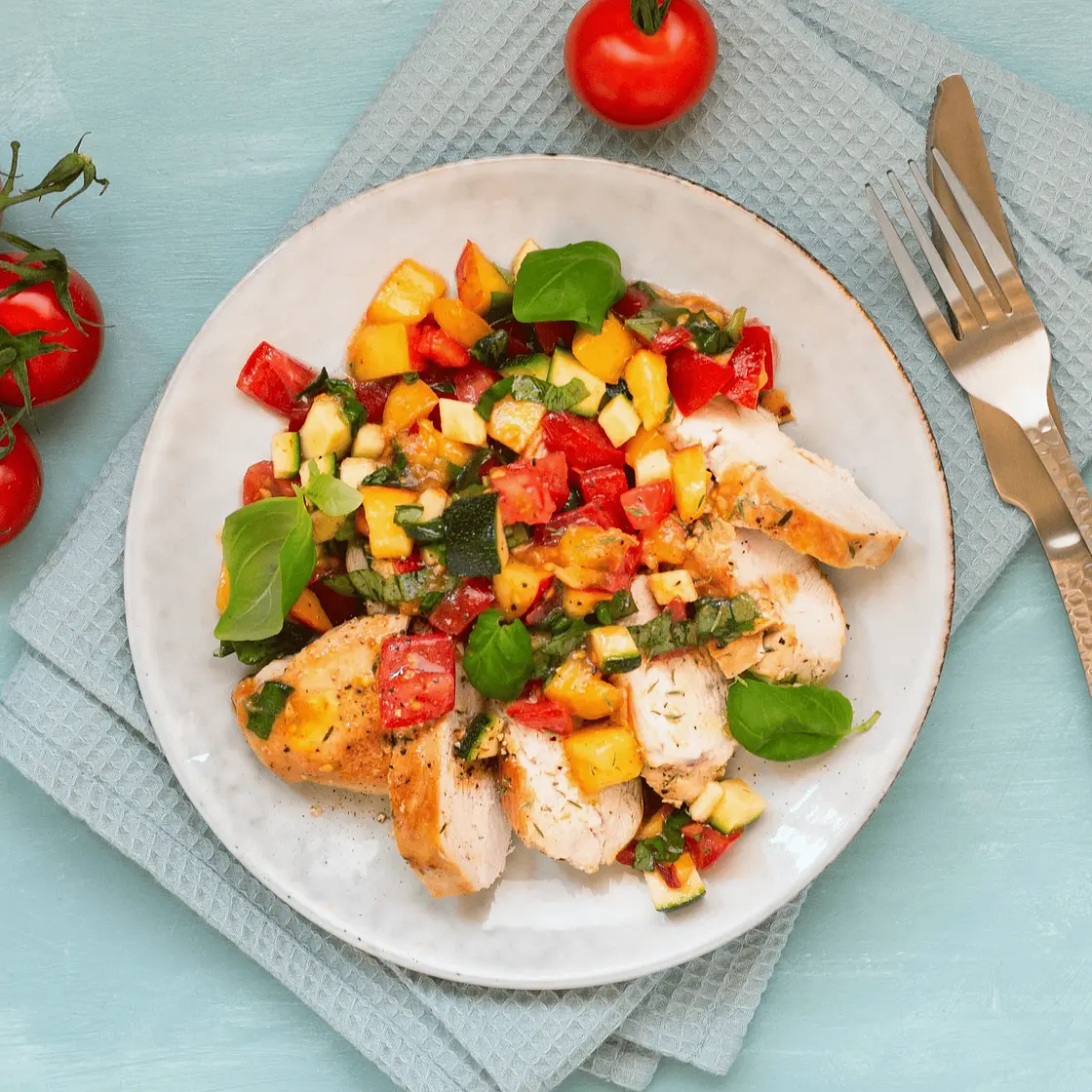 Hähnchenbrust mit Nektarinen-Tomaten-Salsa