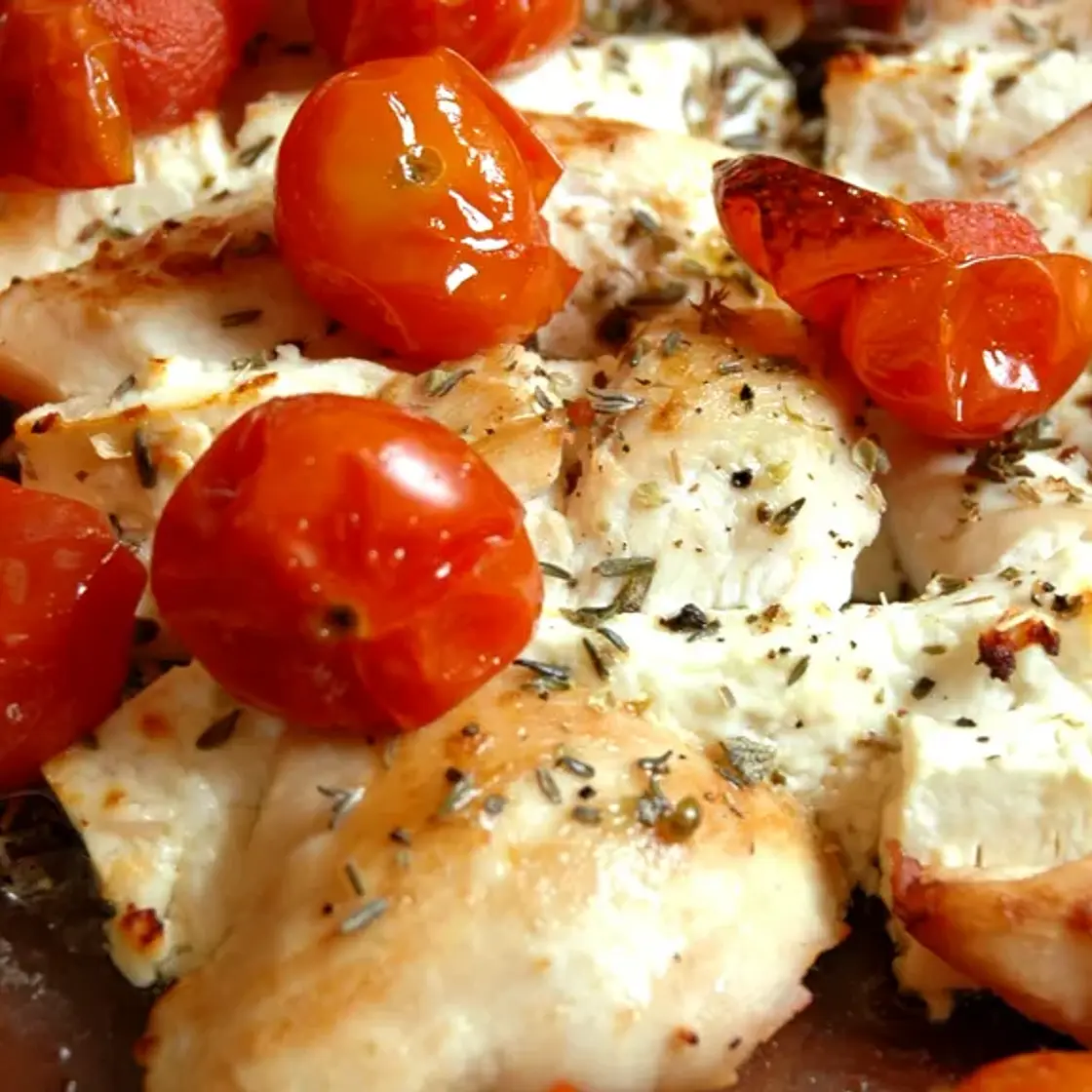 Escalopes de dinde à la feta et tomates cerises