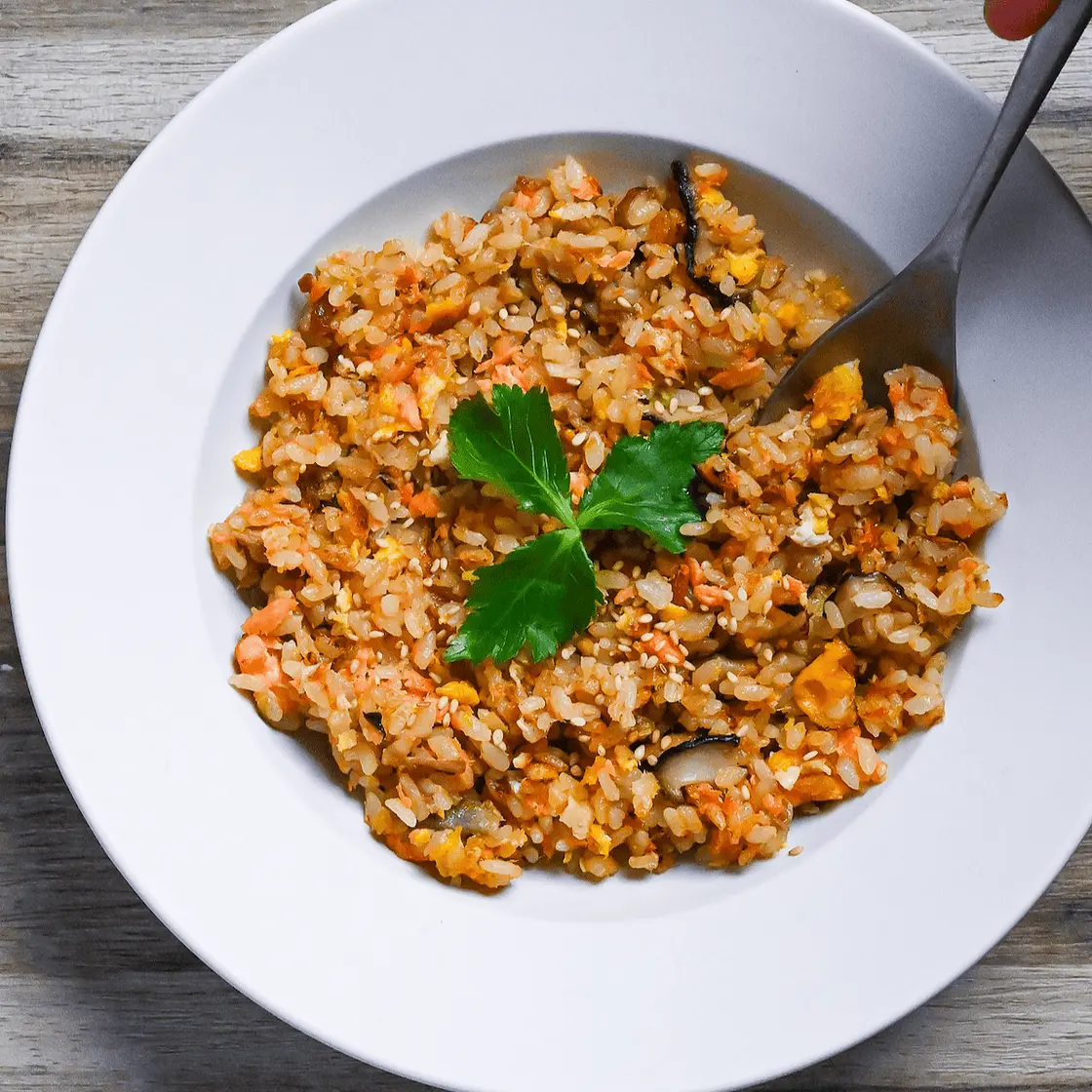 Salmon Fried Rice with Japanese Flair