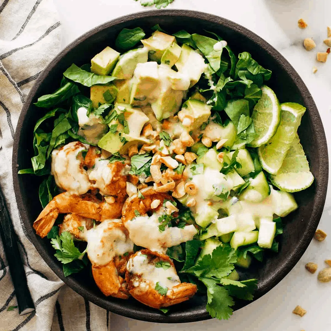 Shrimp and Avocado Salad with Miso Dressing