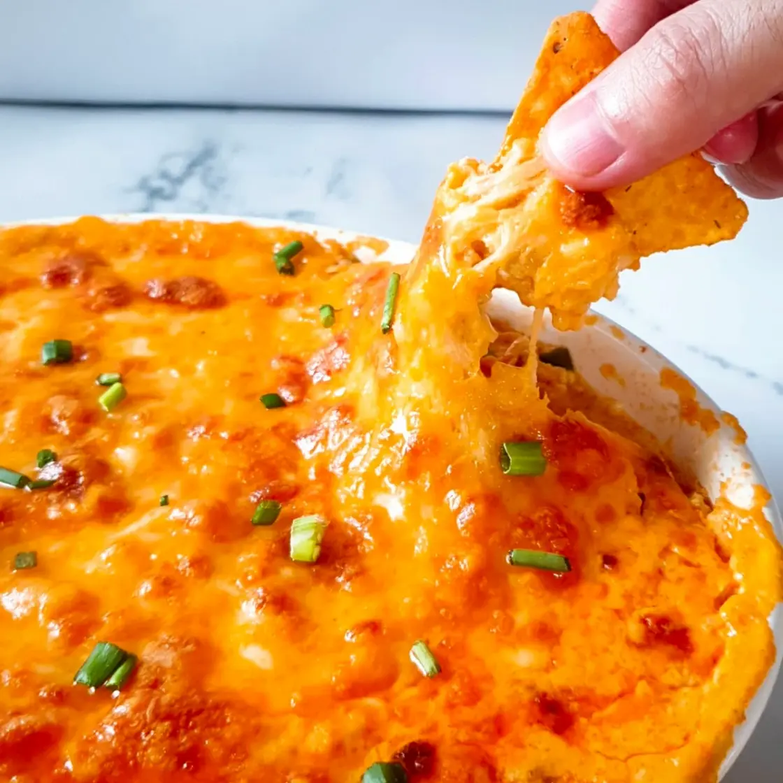 PARTY Buffalo Chicken Dip No Cream Cheese (Easy!)