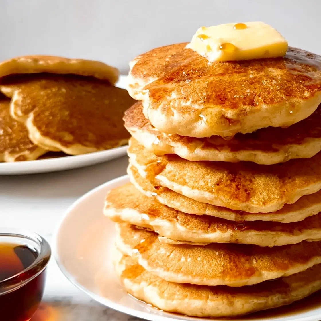 EASY Pancake Recipe without Milk (BEST Fluffy Pancakes!)