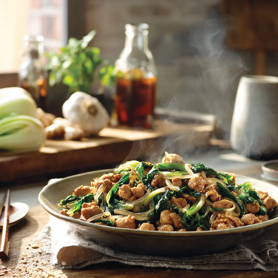 Amazing Vinegar Chicken and Bok Choy Stir Fry