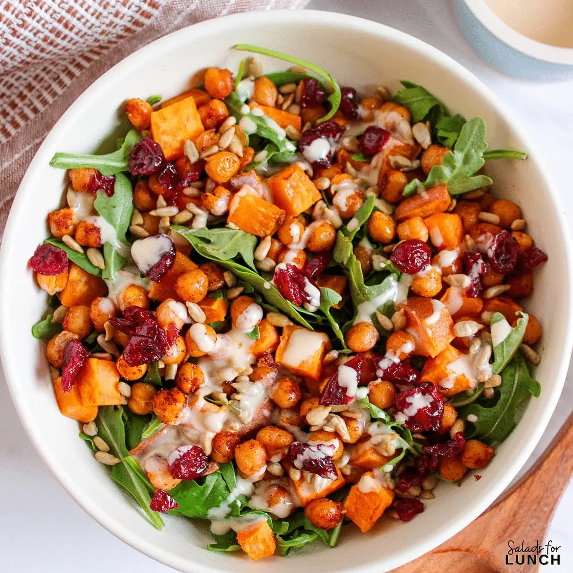 Sweet Potato, Cranberry and Chickpea Salad with Creamy Tahini Dressing Recipe