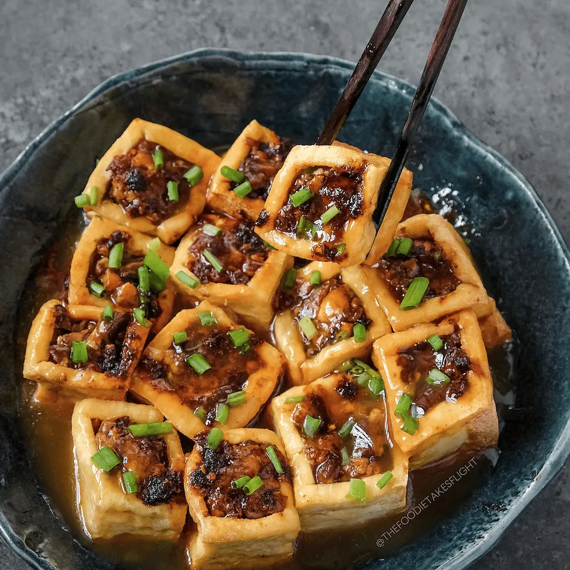 Vegan Hakka-Style Stuffed Tofu