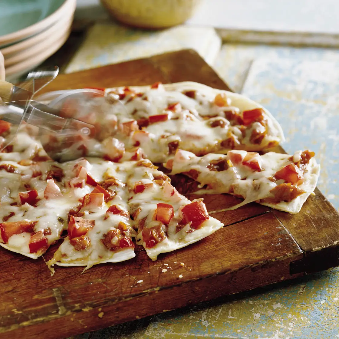 Barbecued Chicken Tortilla Pizzas