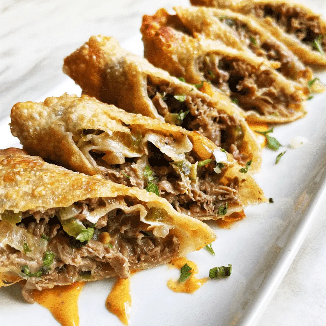 Spicy Cheesesteak Egg Rolls