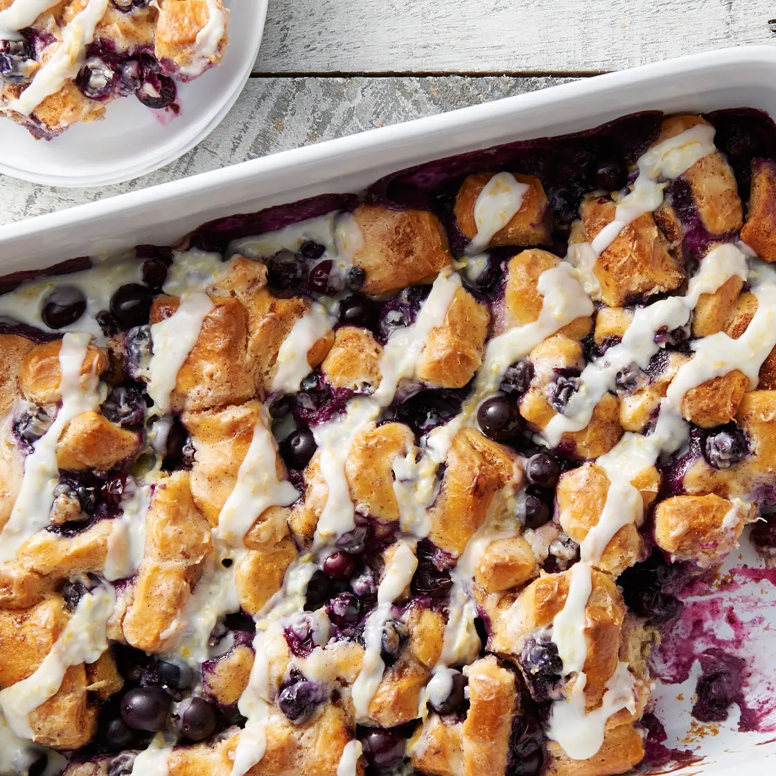 Blueberry-Lemon Cinnamon Roll Breakfast Bake