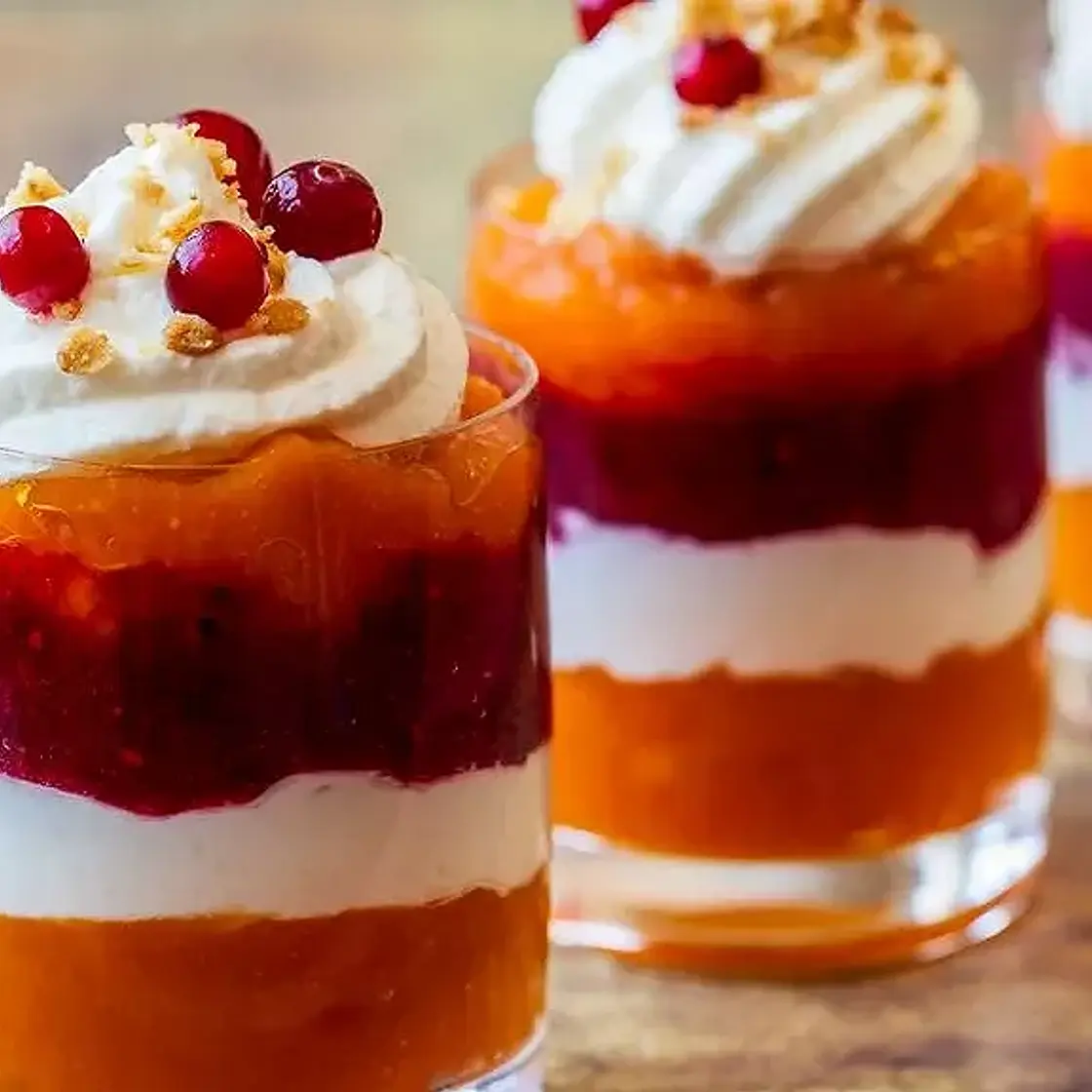 Verrines de potiron, framboises et mascarpone