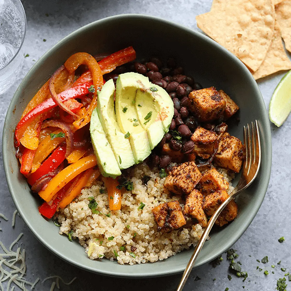 Tofu Quinoa Burrito Bowls