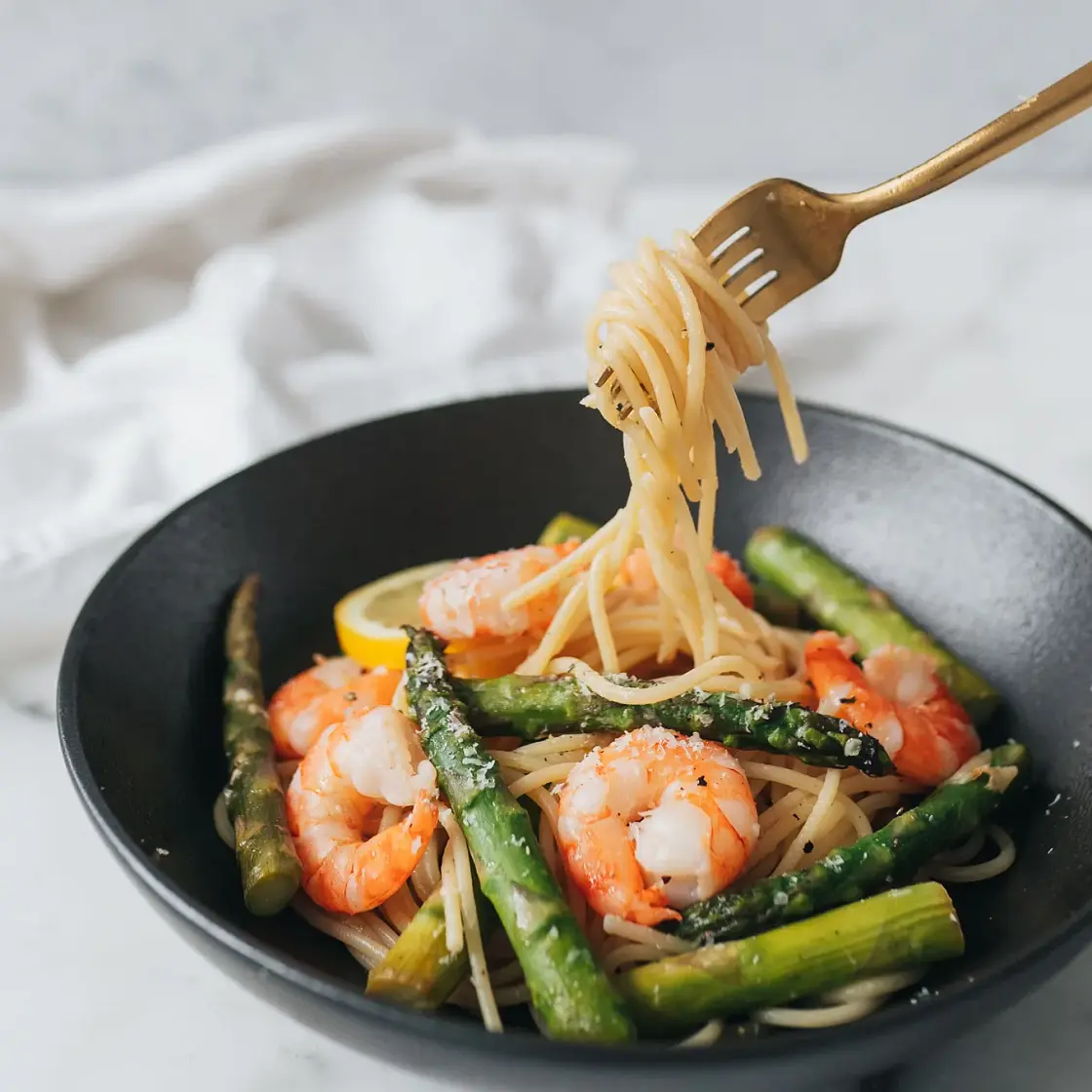 Asparagus Shrimp Spaghetti