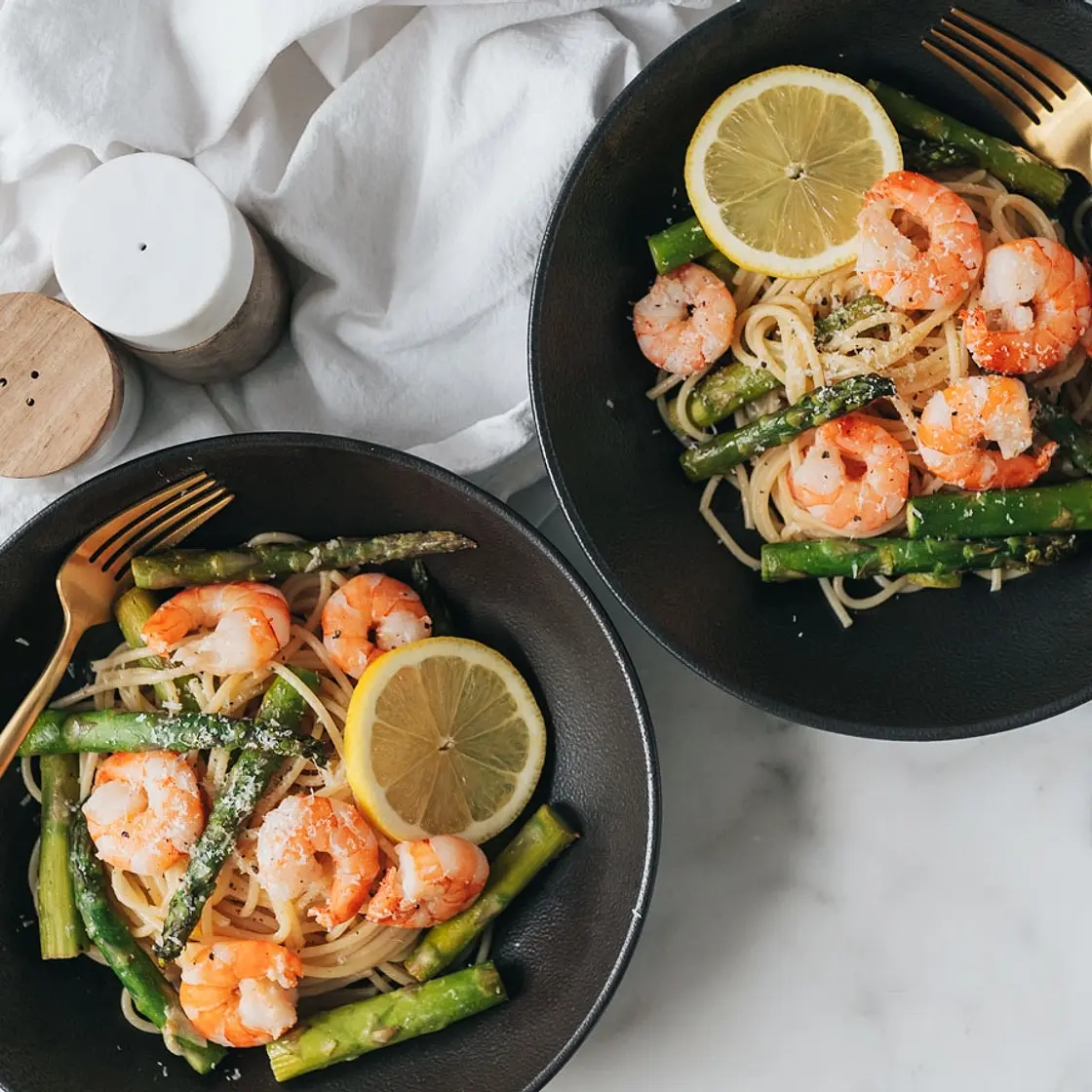 Asparagus Shrimp Spaghetti