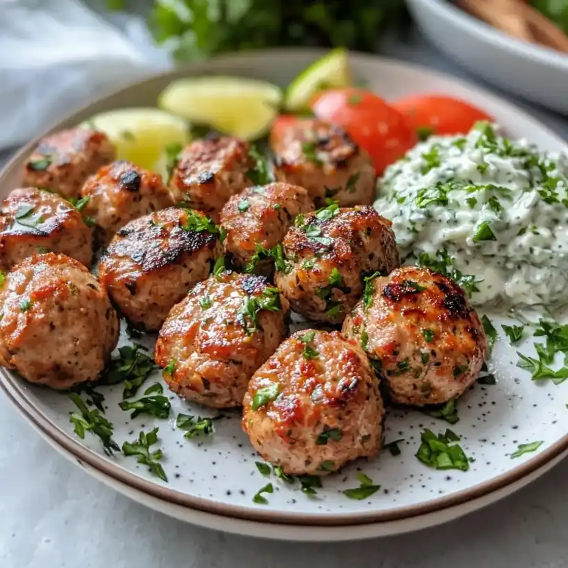 Greek Turkey Meatballs with Tzatziki
