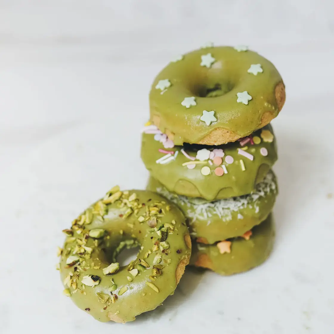 Baked Oat Donuts with Matcha Glaze