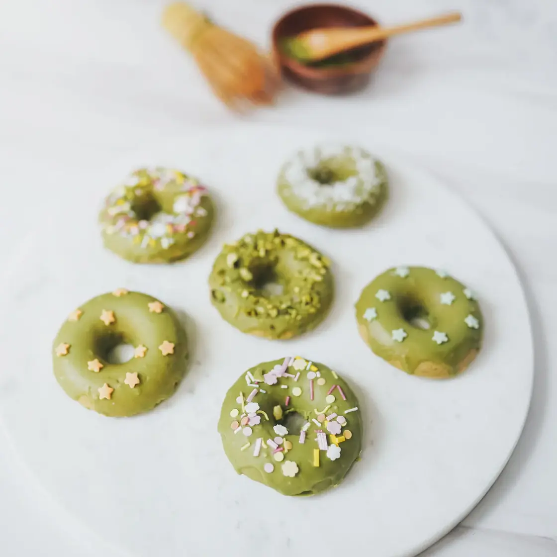 Baked Oat Donuts with Matcha Glaze