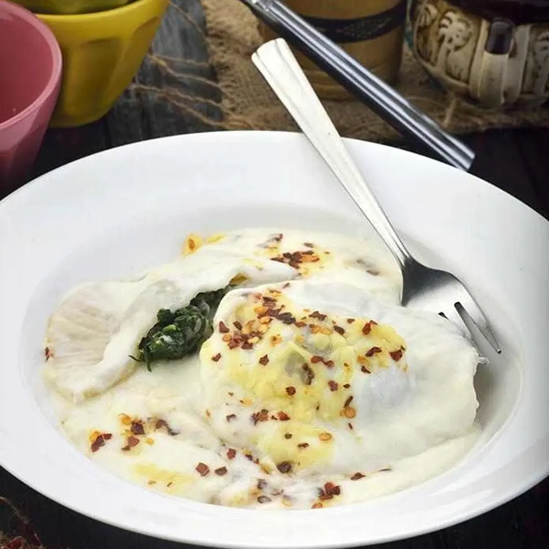 Ravioli with Spinach and Cheese in White Sauce recipe