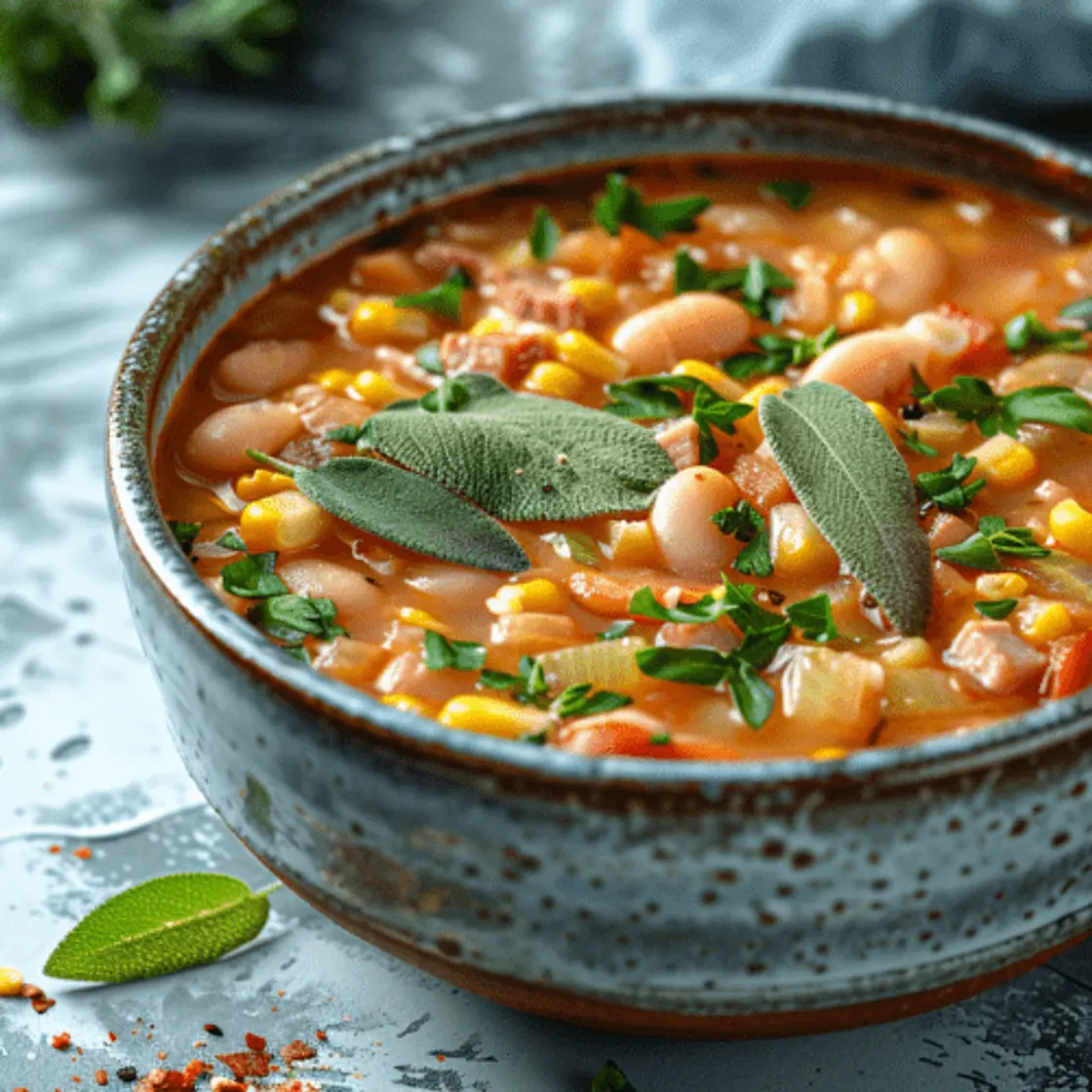 Guiso Saludable de Choclos, Porotos y Jamón Cocido