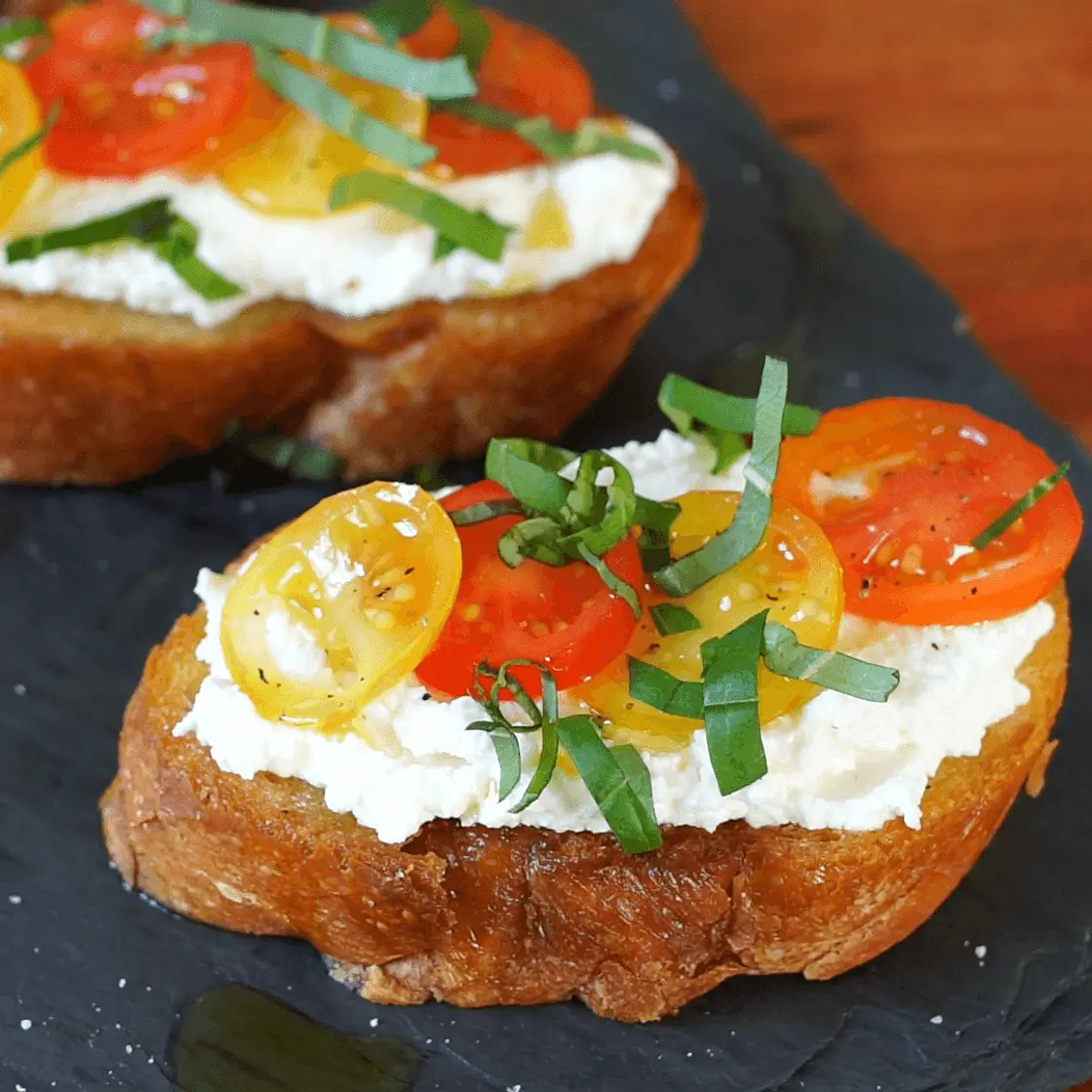 Homemade Ricotta with Tomato Basil Bruschetta