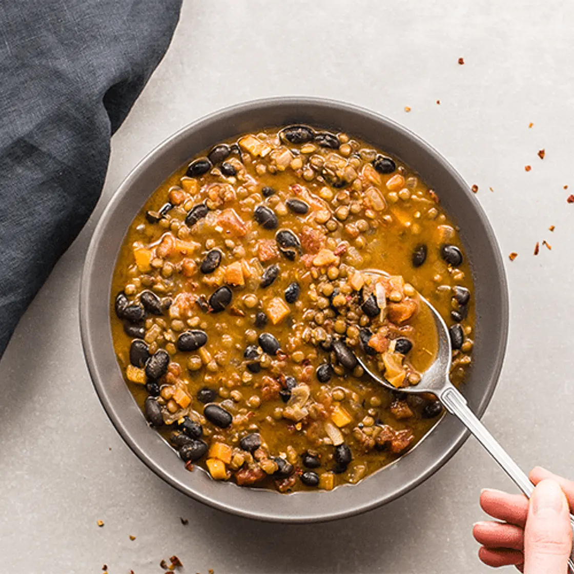 Protein Packed Black Bean and Lentil Soup