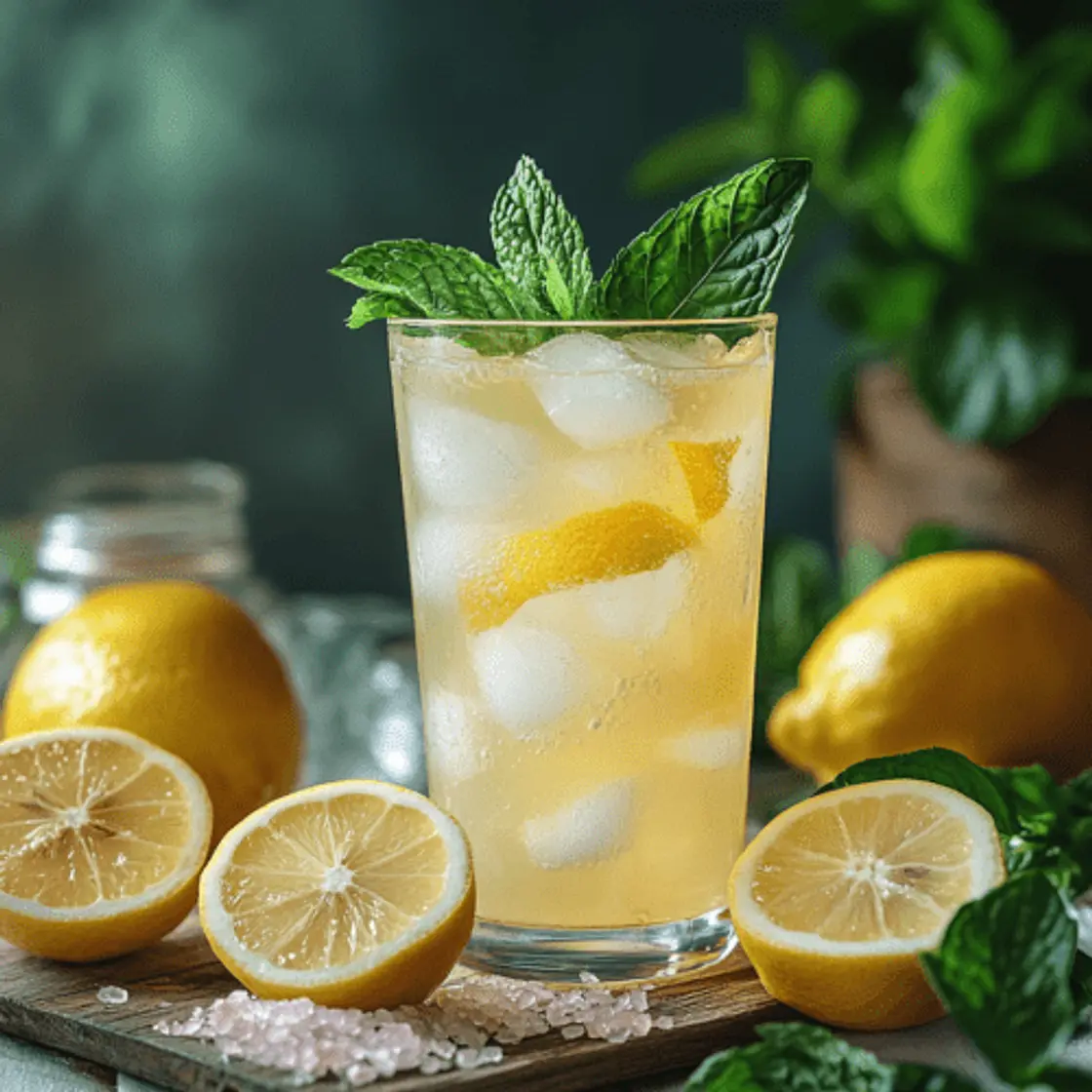 Limonada Keto de Electrolitos con Sal Rosa y Menta