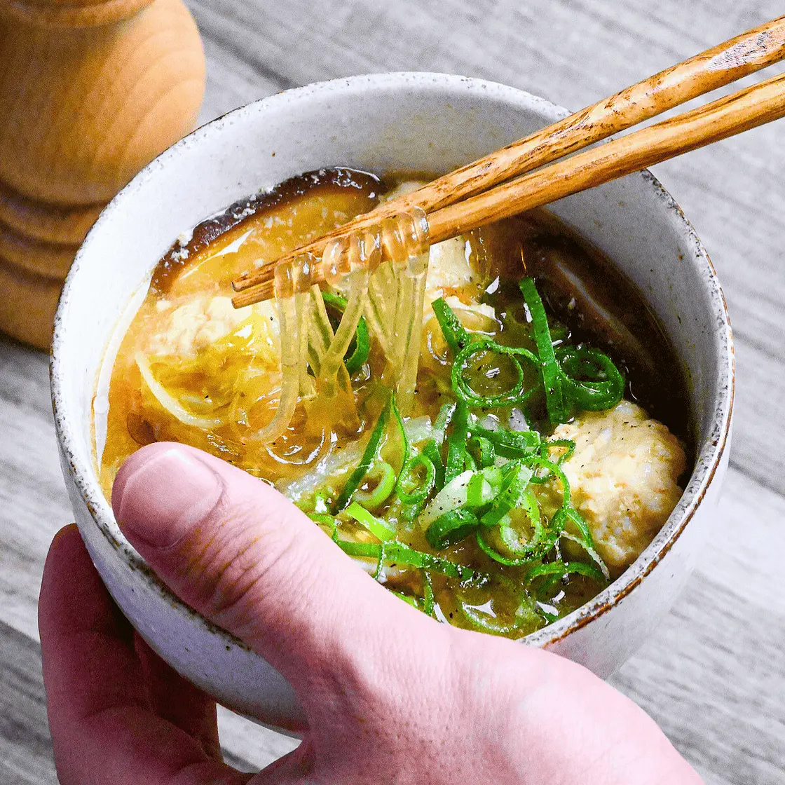 Glass Noodle Miso Soup (With Chicken Meatballs)