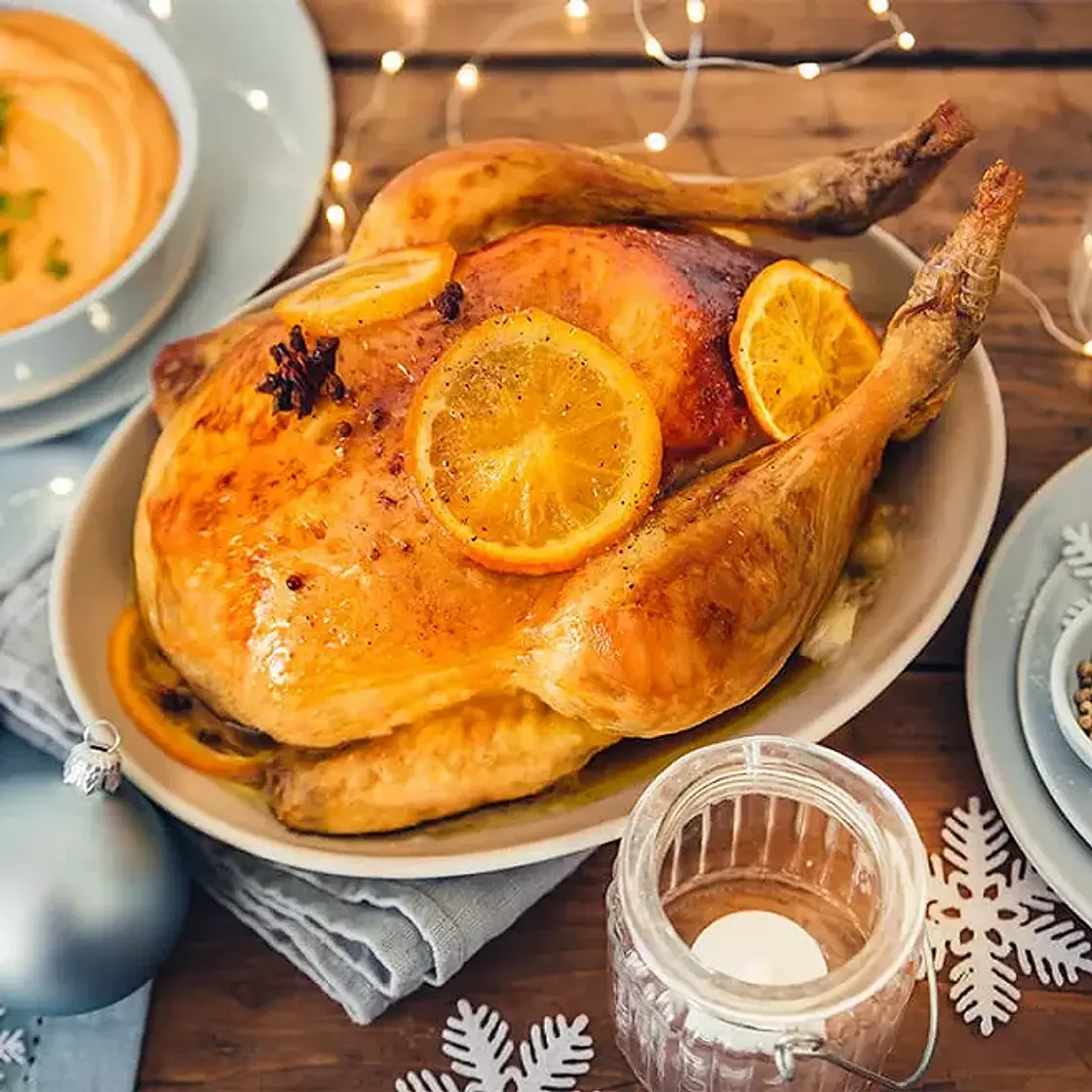 Chapon farci au foie gras et pain d'épices