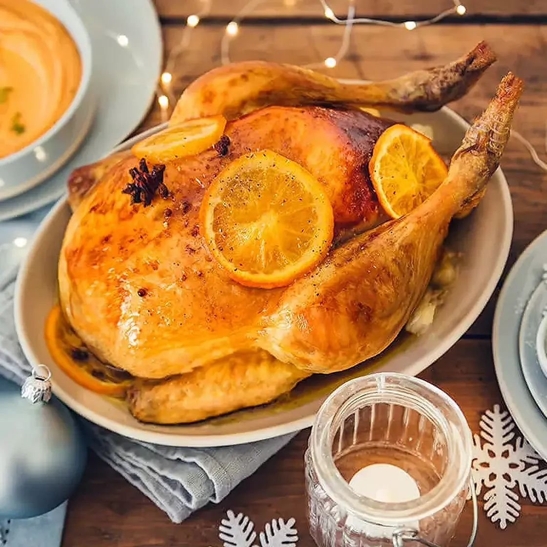 Chapon farci au foie gras et pain d'épices