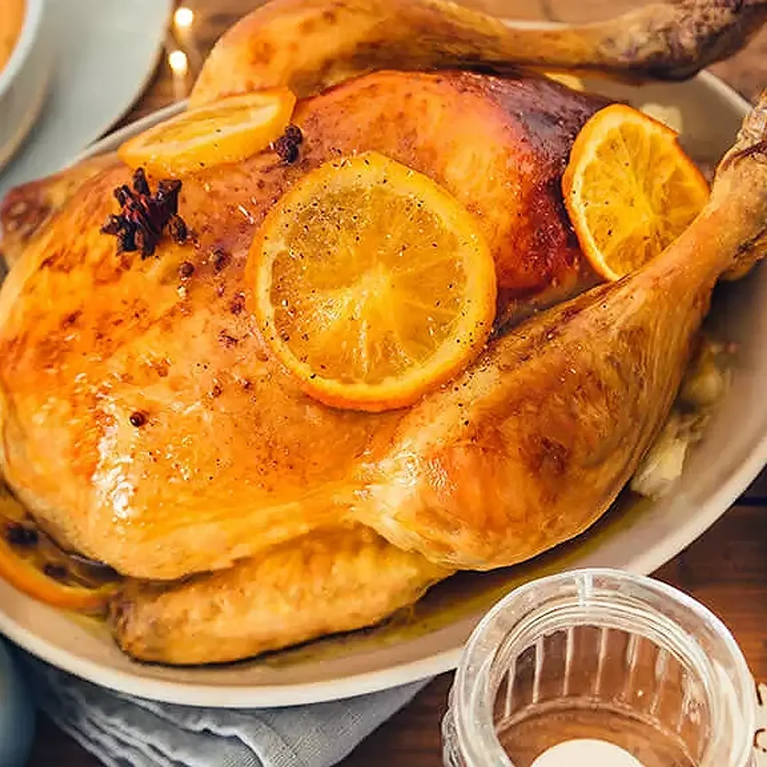 Chapon farci au foie gras et pain d'épices