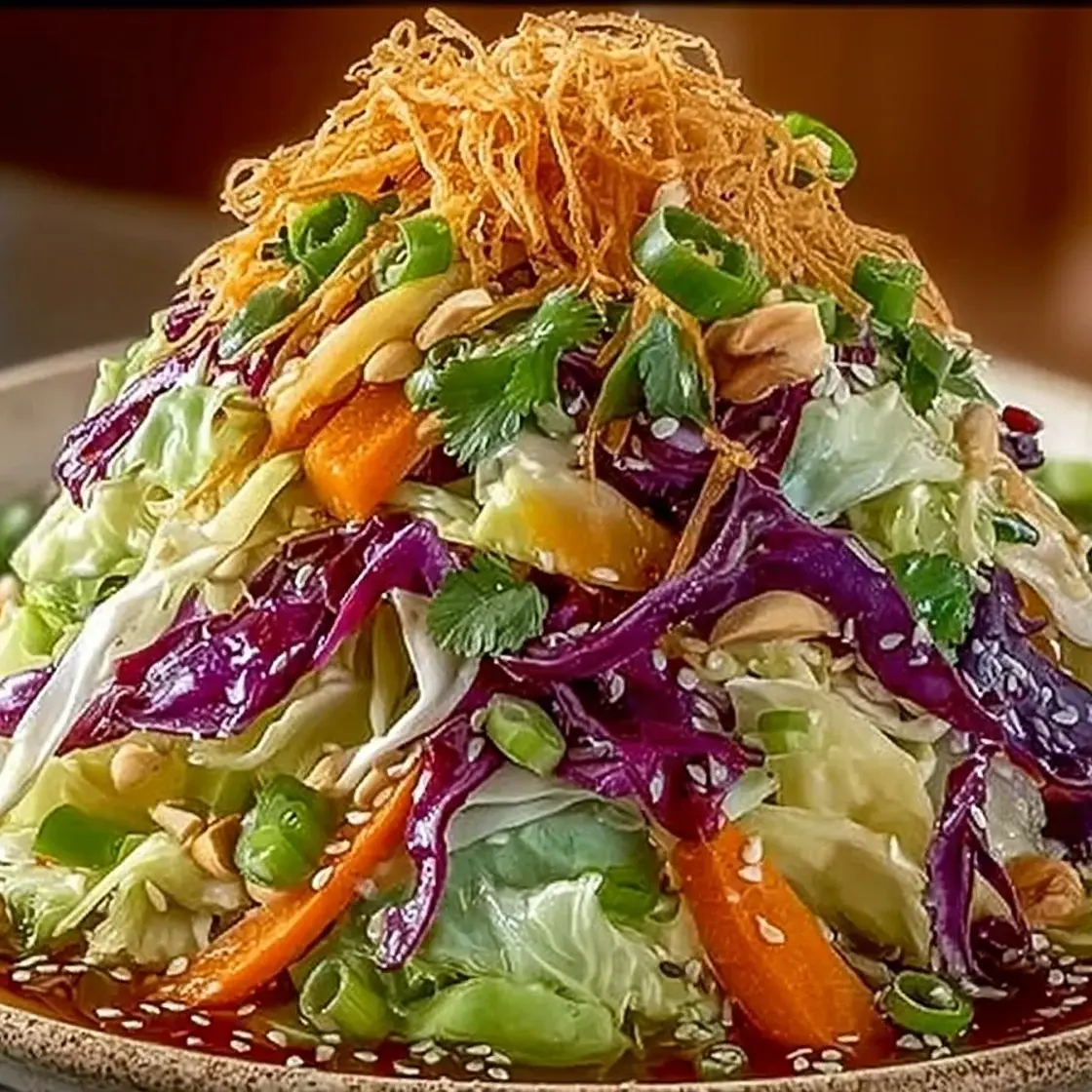 Easy Crunchy Asian Cabbage Slaw with Addictive Sesame Dressing