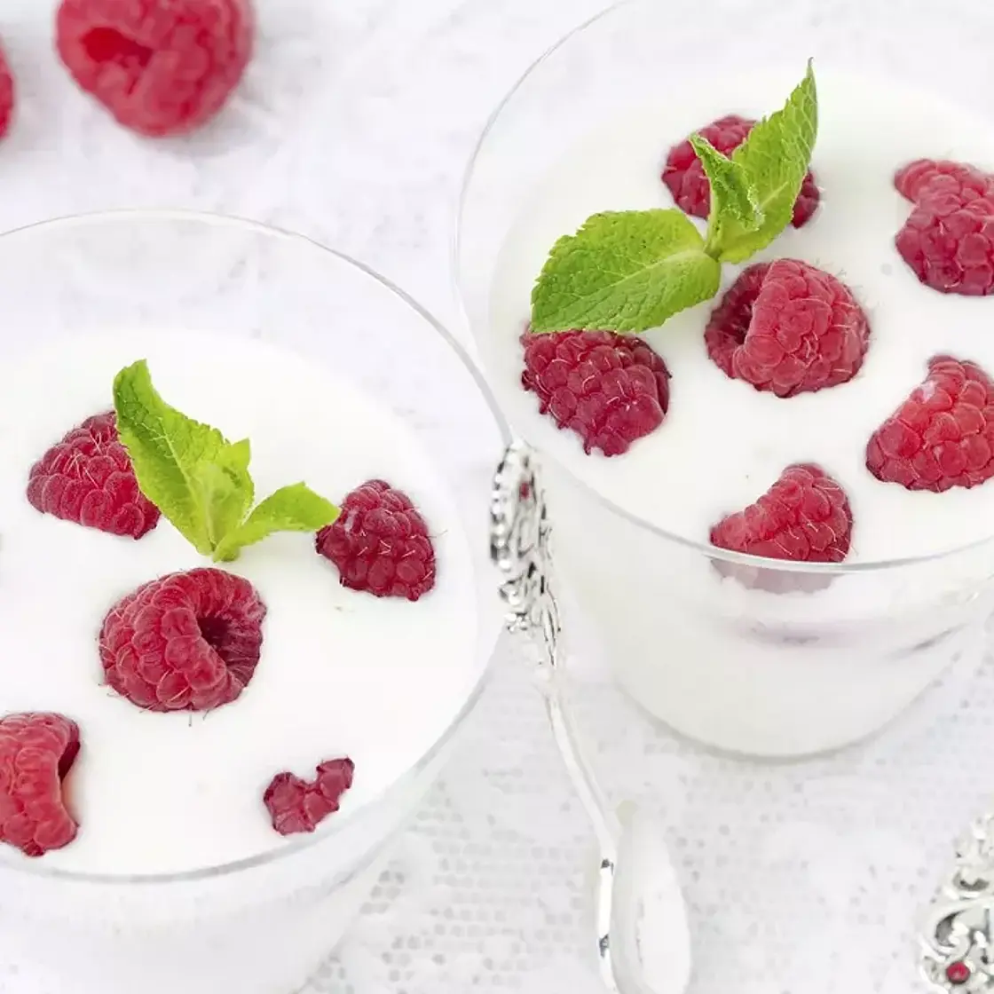 Panna cotta light aux framboises