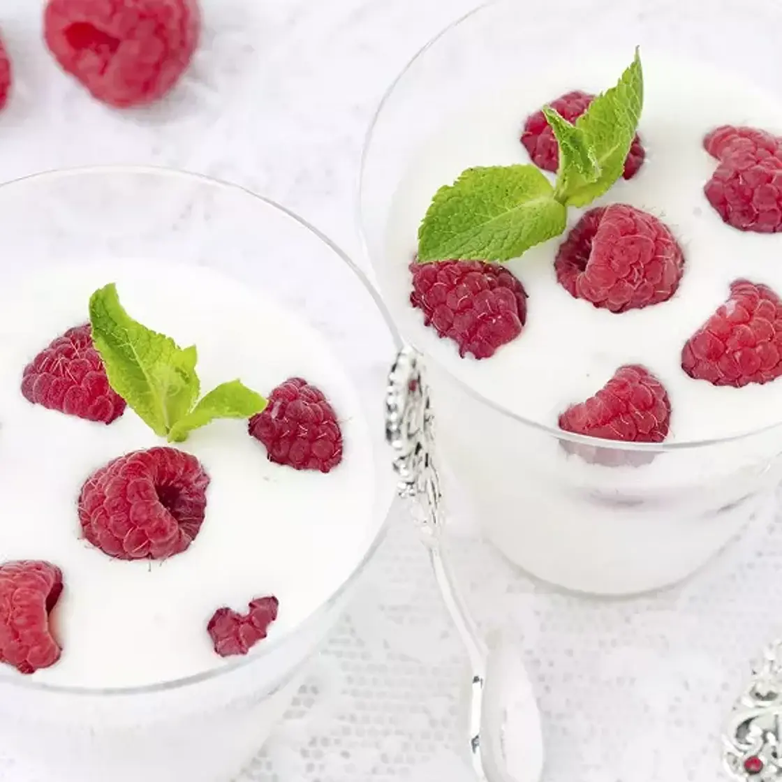 Panna cotta light aux framboises