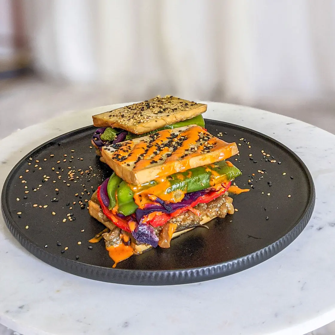 Eggplant and Tofu Sandwich