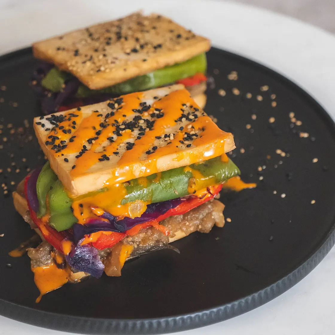 Eggplant and Tofu Sandwich
