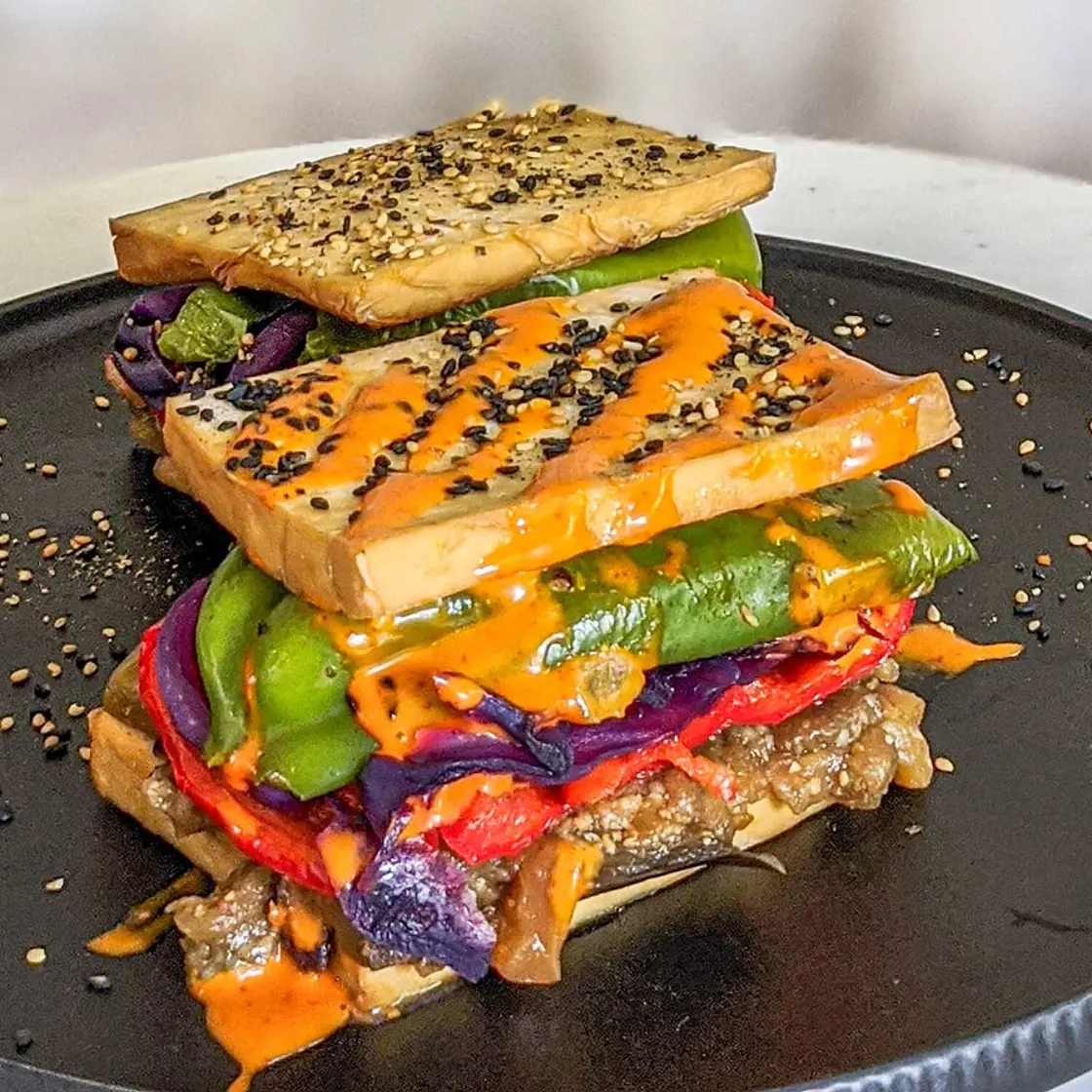 Eggplant and Tofu Sandwich
