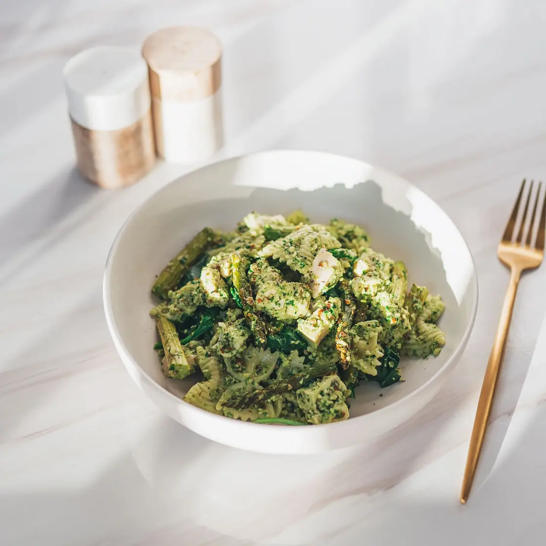 Chicken Pesto Pasta with Asparagus
