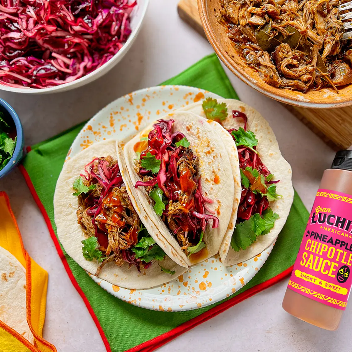 Pulled Pork Tacos With Red Cabbage Slaw