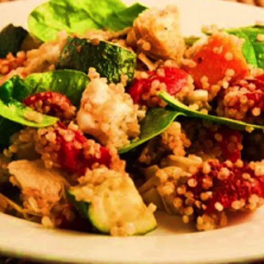 Zesty Moroccan Chicken & Roast Vegetable Salad with Quinoa