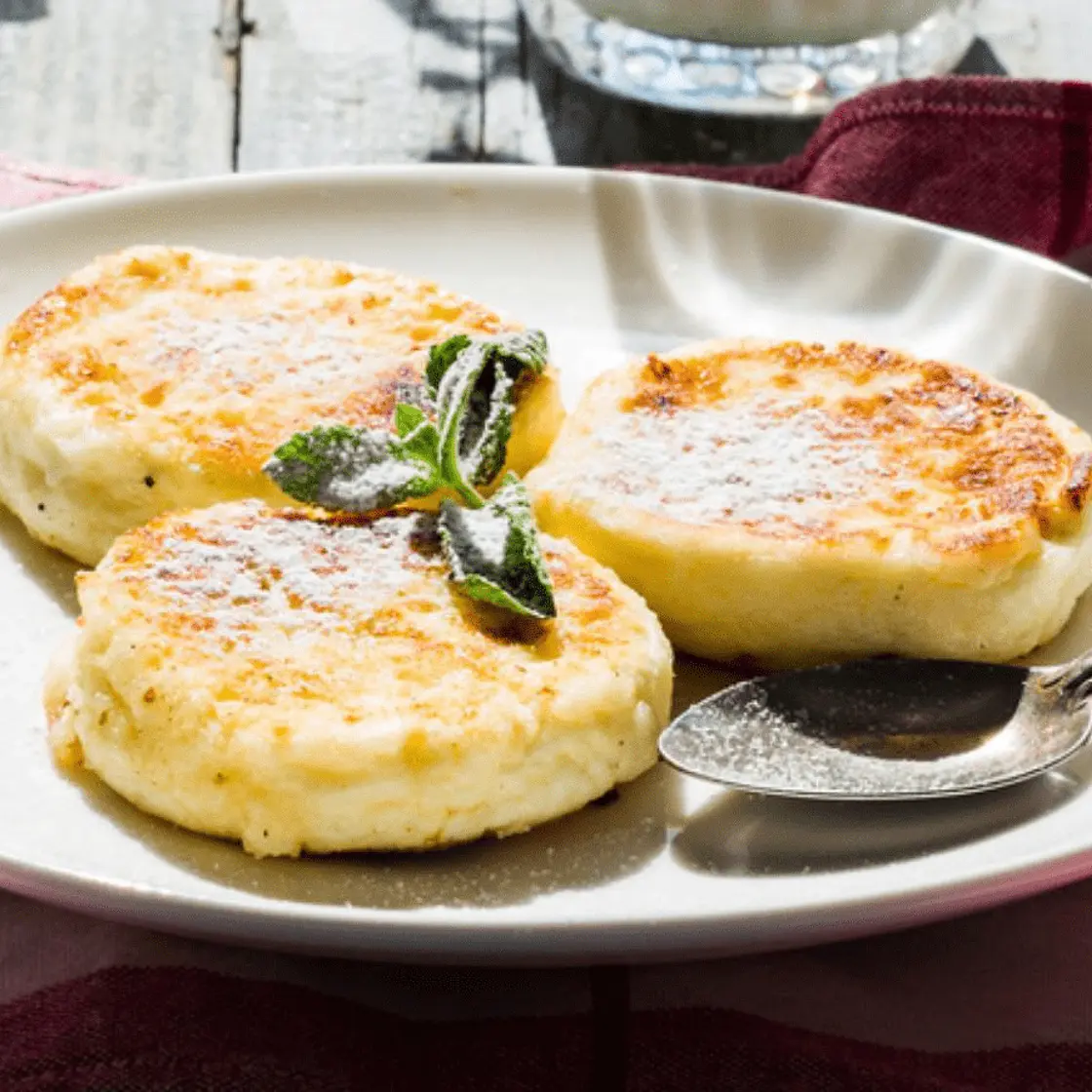 Cinnamon-Peach Cottage Cheese Pancake