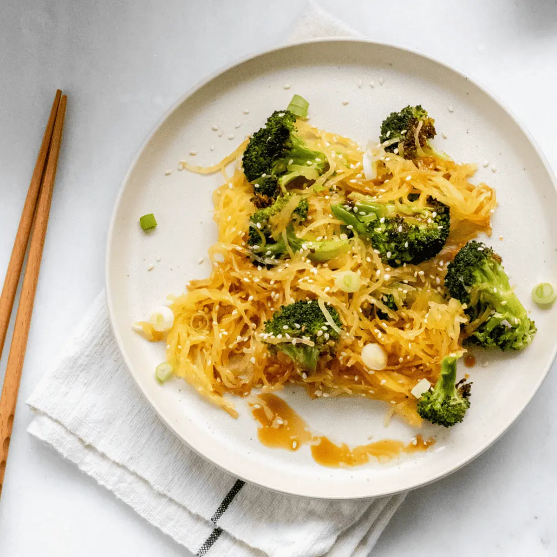 Sesame Spaghetti Squash Noodles with Broccoli