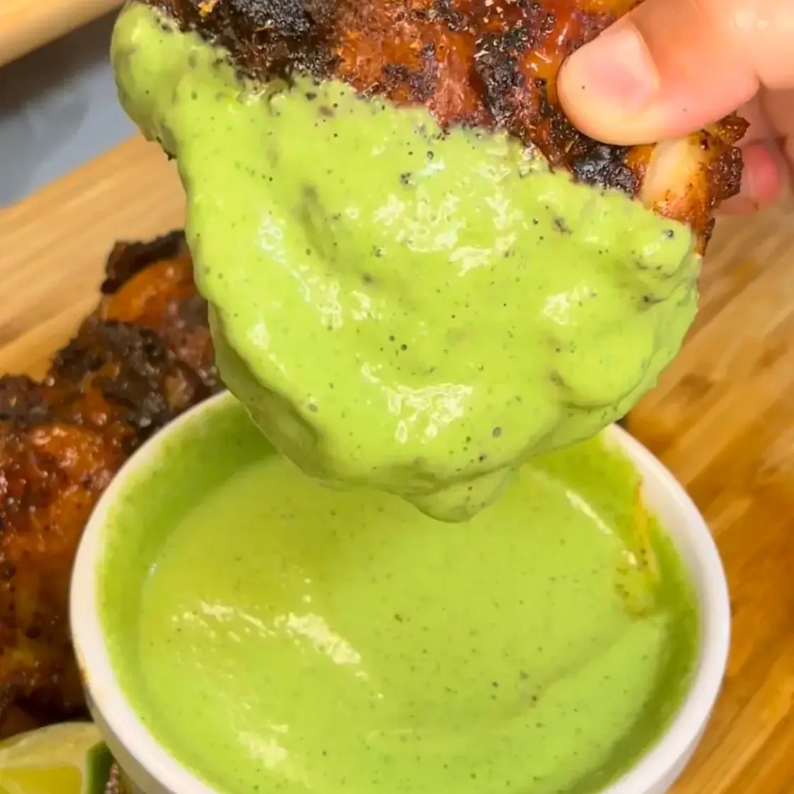 Chicken Thighs with Peruvian Green Sauce