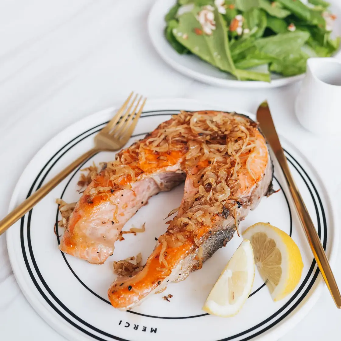 Grilled Salmon with Caramelized Onion