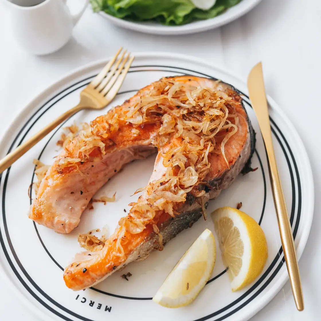 Grilled Salmon with Caramelized Onion