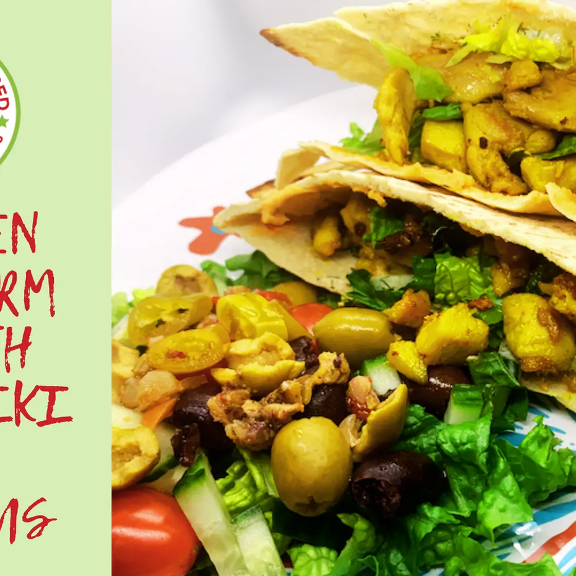 Chicken Shawarma with Tzatziki & Hummus