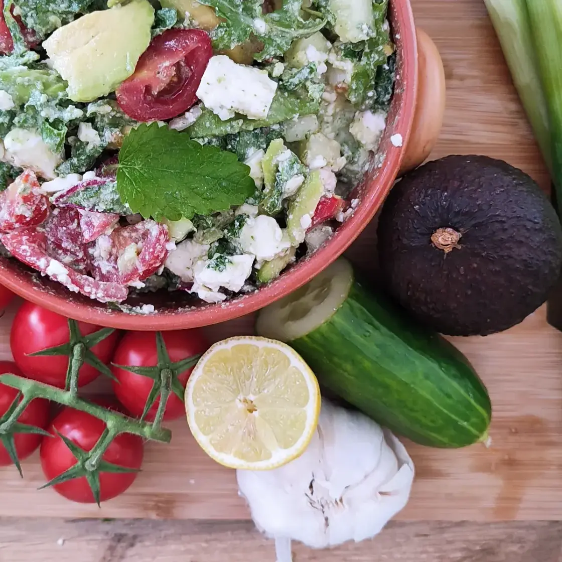 Easy Mediterranean Avocado Feta Salad