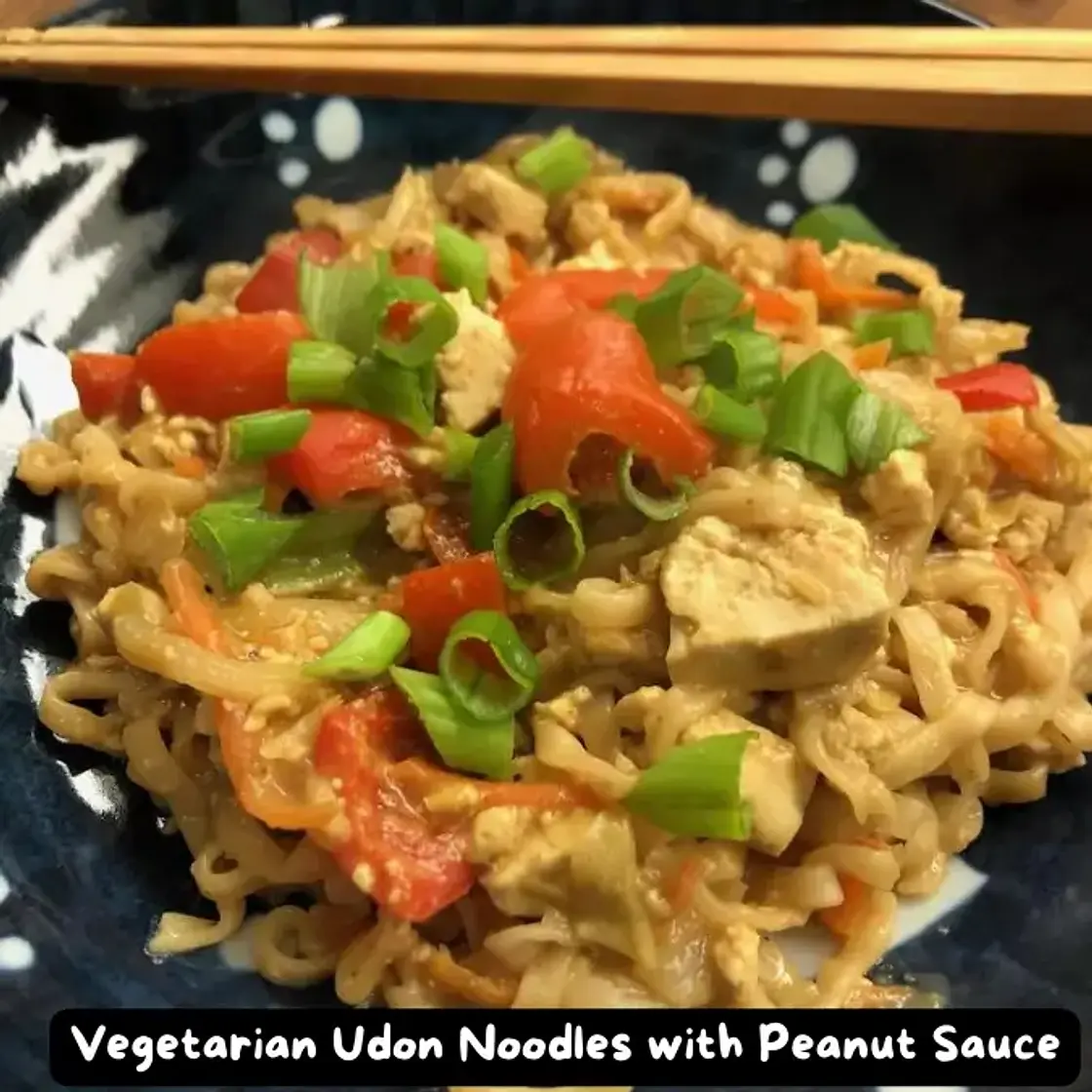 The Best Vegetarian Udon Noodles with Peanut Sauce