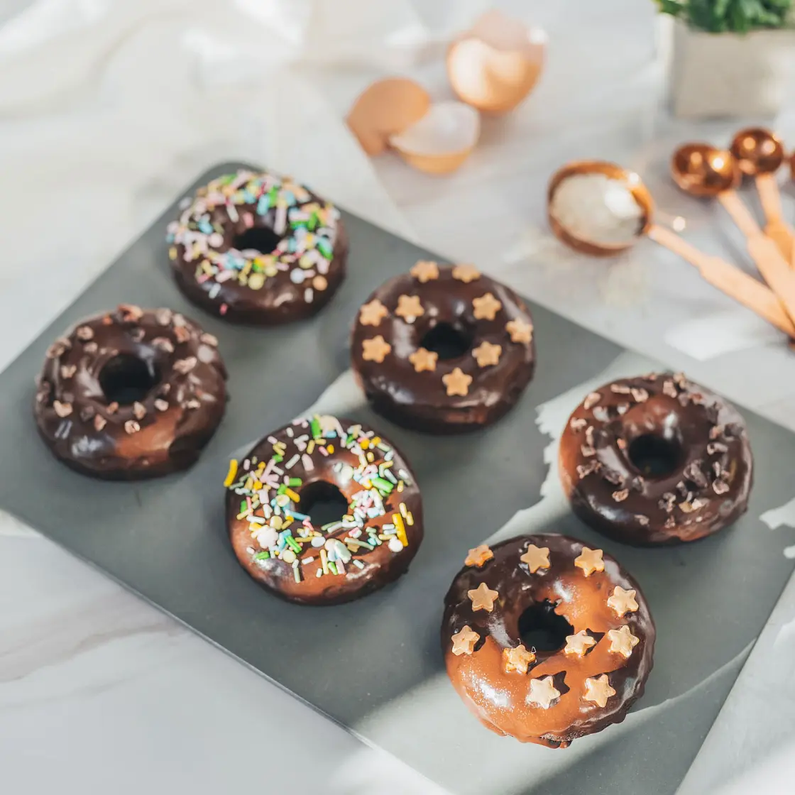Baked Sweet Potato Chocolate Donuts