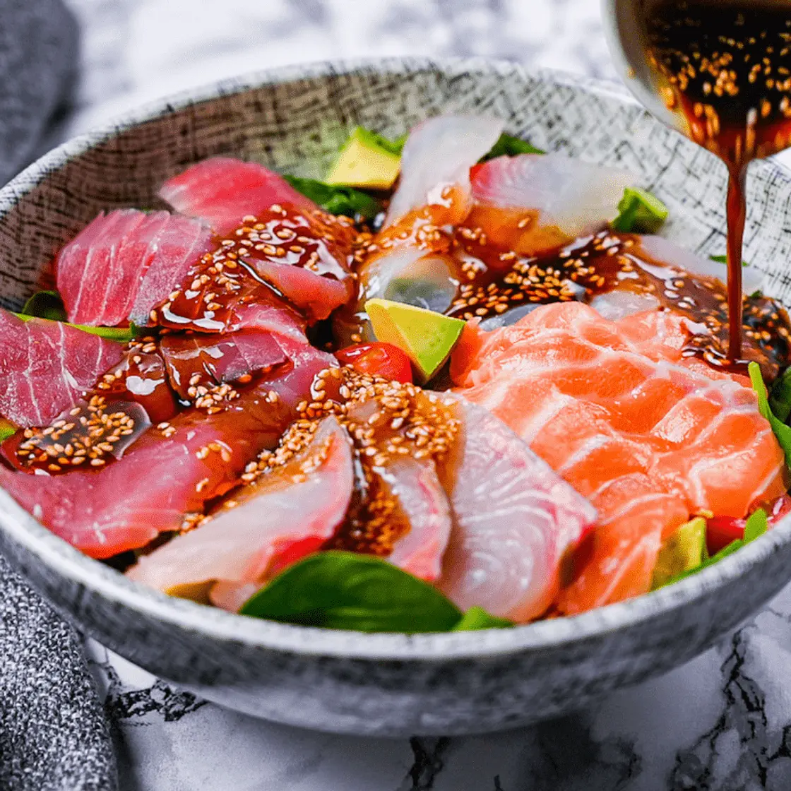 Sashimi Salad (with Homemade Japanese Wafu Dressing)