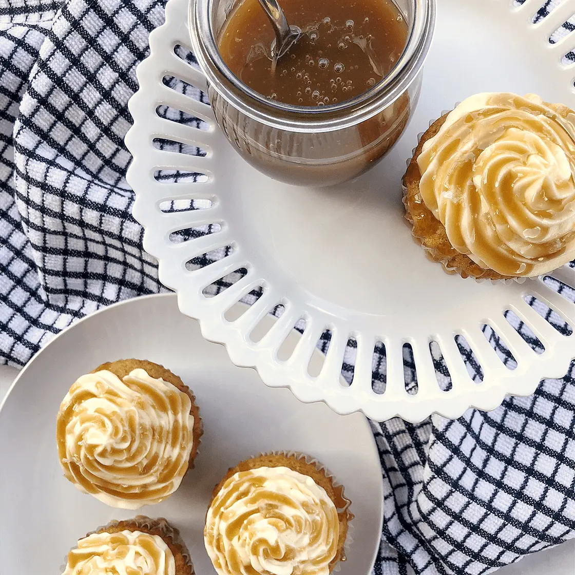 Dairy Free Vanilla Cupcakes with Vegan Caramel Sauce