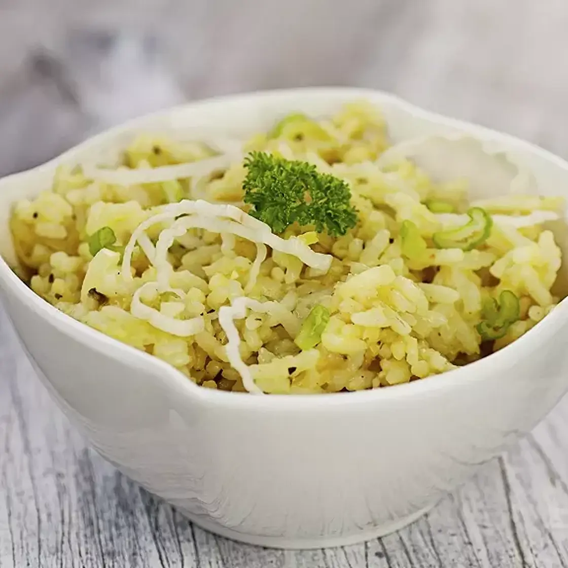 Risotto aux poireaux, safran et vin blanc