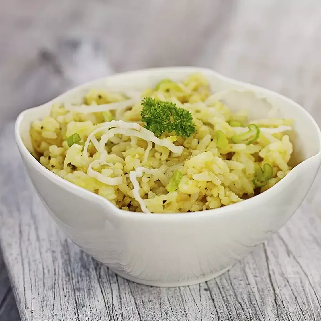 Risotto aux poireaux, safran et vin blanc